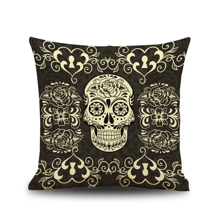 Crâne taie d'oreiller Halloween Style Roses fleurs crânes coussin cas décor à la maison oreillers couverture fête taies d'oreiller dessin animé taie d'oreiller