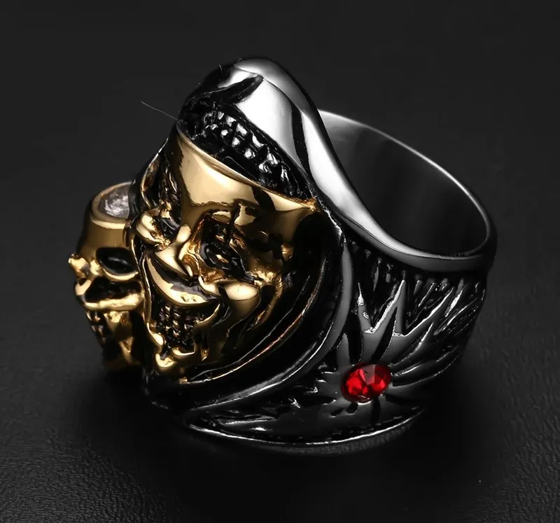 Mannen Punk Ring Rvs IP Vergulde Steentjes Vintage Hip Hop Sieraden Gesneden Geometrische Hipsters Benodigdheden Accessoires Maat 8-12