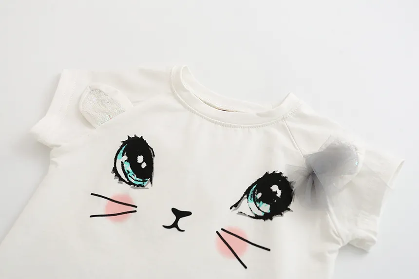 Lider niedźwiedzia Dziewczyny Ubrania 2016 Brand Dziewczyny Zestawy Odzież Odzież Dzieci Cartoon Cat Dzieci Odzież Toddler Girl Tops + Spódnica 2-6Y TZ-31