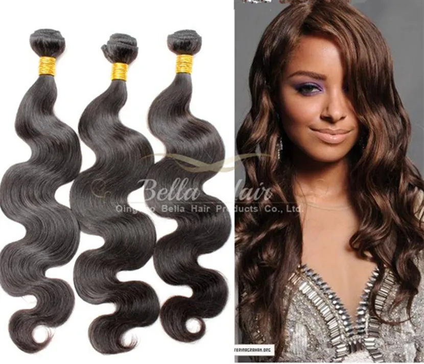 Bellahair Human Hair Dyable Bleachable 9a Bundels Peruaanse weefsel Extensions Natural Black Color Dubbele inslag 3-4 van