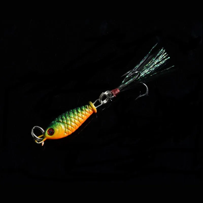 4 Färg 3.2cm 6g Mini Leaden Fisk Lures Baits Crankbaits Feather Hook 3D Eye Fishing Lure