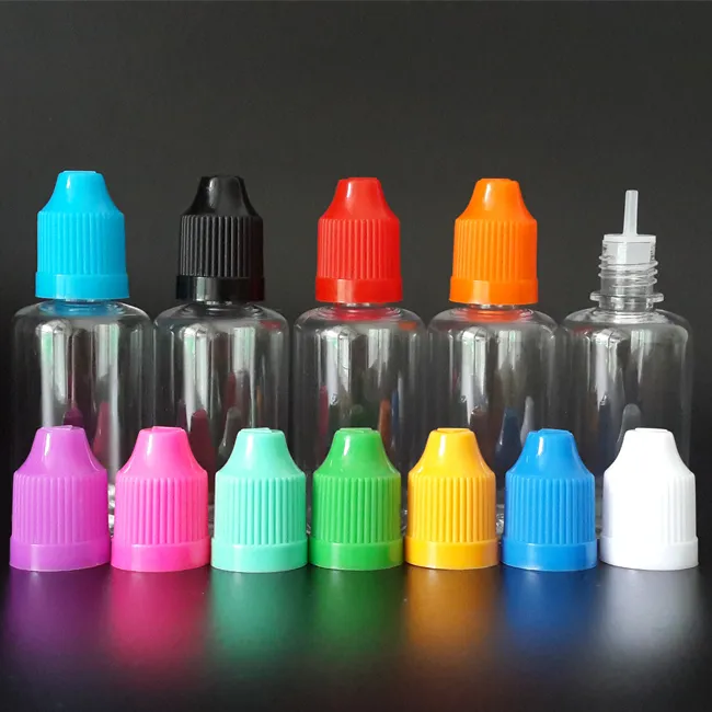 30ml E líquido Dropper Bottle PET Limpar Vape E suco de garrafa vazia garrafas de plástico com longas Ponta Delgada e Cap Childproof
