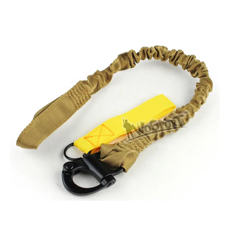 狩猟スプリングシングルポイントスリングペイントボールギアエアソフトアクセサリーMolle System Tactical Elastic Safty Sling Lanyard Line