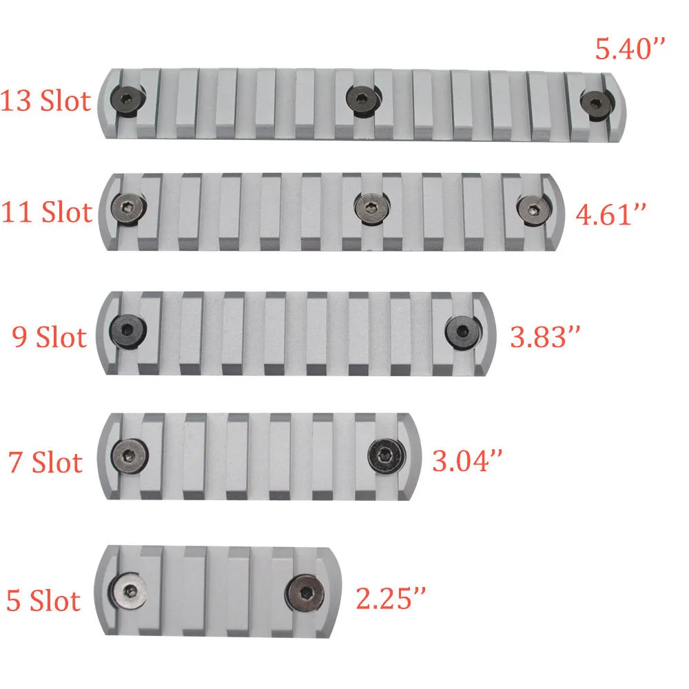 Espace aluminium gris anodisé 5 7 9 11 13 fentes Picatinny/Weaver Sections de Rail pour système de protège-mains Key Mod livraison gratuite