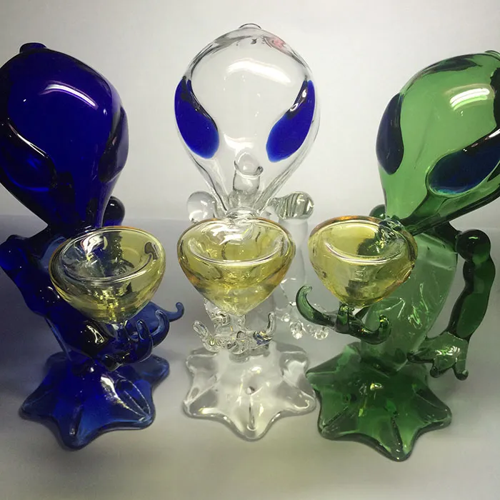 G Spot Alien Glass Bong Unique Handcrafted Smoking Pipe, Dry Herb Bowl ...