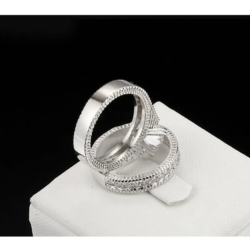 Silber Farbe Luxus 2 Runden Bijoux Mode Ehering Set Zirkonia Schmuck Für Frauen Als Chirstmas Geschenk