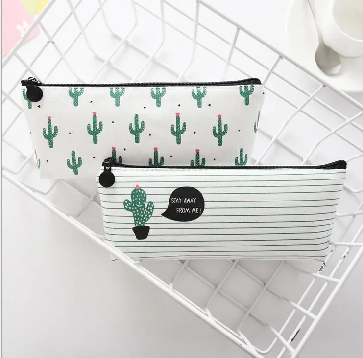 office student zipper Pencil pen bags stationery cases clutch organizer bag Gift storage pouch baby Cactus coin purse girl makeup bags