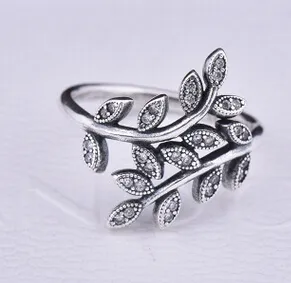 Blatt-Kristall-Ring für Frauen 925 Silber vergoldet süßes Mädchen koreanischen Stil Schmuck Mode Geschenk Großhandel gute Qualität