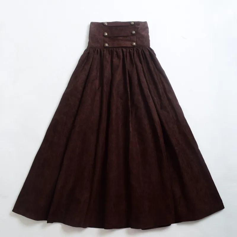 فيكتوري الحرب الأهلية Steampunk Walk Skirt Women Vintage High Weist Gothic Gothic Lolita Virts Blue/Green/Brown/Purple