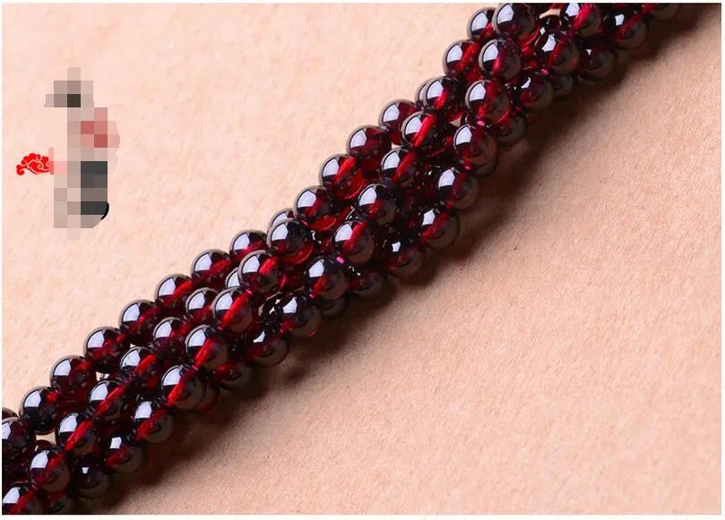 3a 4a 5a 6a granat pärlor runda rena naturliga kristall halvfabrikat Badade armband DIY smycken tillbehör