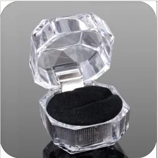 شفافة الاكريليك خاتم الخطوبة مربع مجوهرات عرض الأذن ترصيع تخزين حالة ل خاتم الزواج هدية عيد المنظم