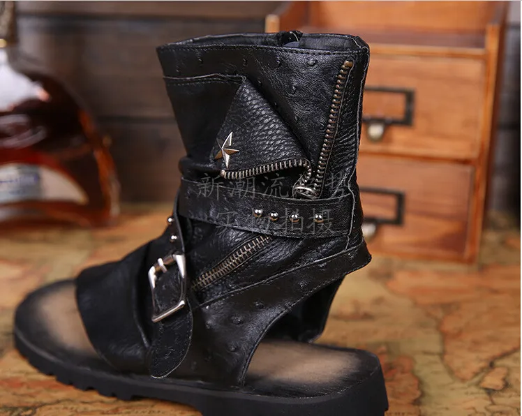 Premium Leather Gladiator Sandals for Men - Open Heel Summer