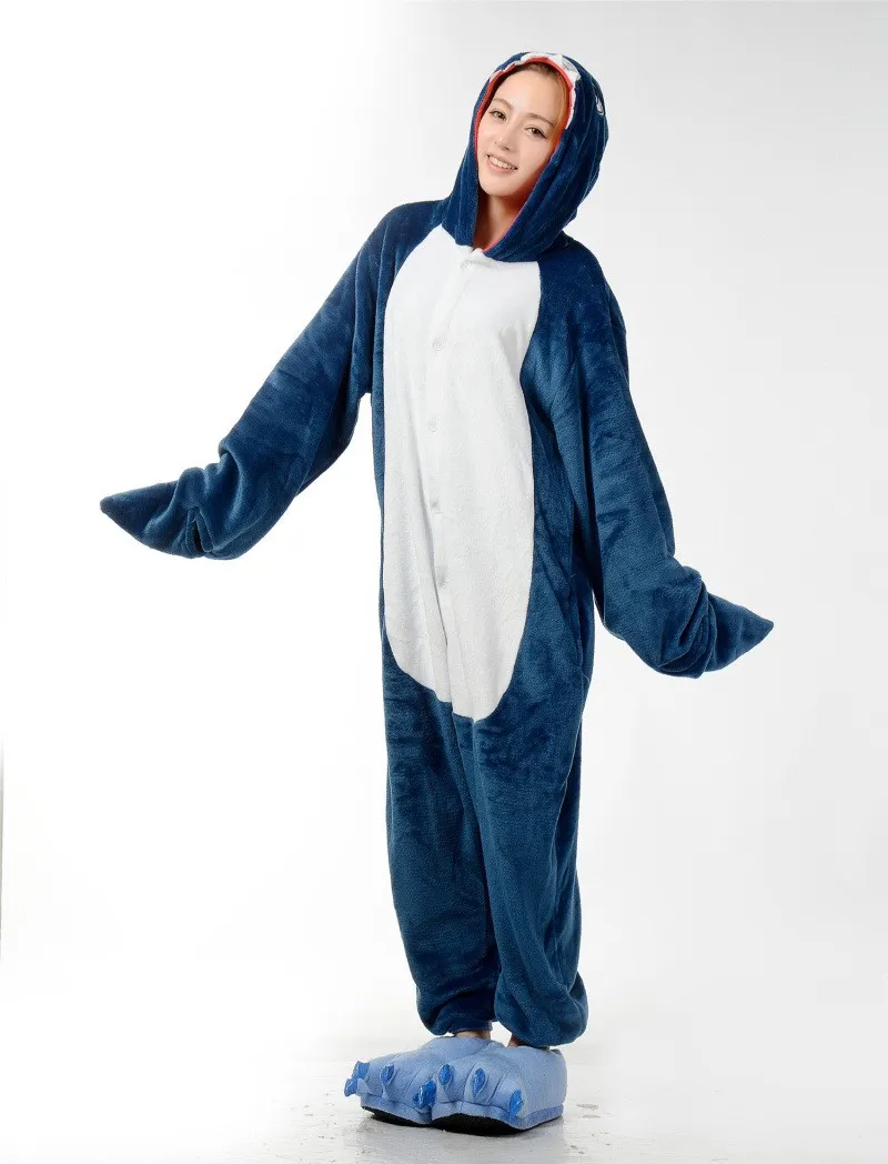 Tier Cosplay Kostüm Adult Pyjamas Seefisch Shark Onesies Cartoon Nachtwäsche Schlafanzug Shark Pyjamas Cartoon Tiere Big Blue Fish Overall