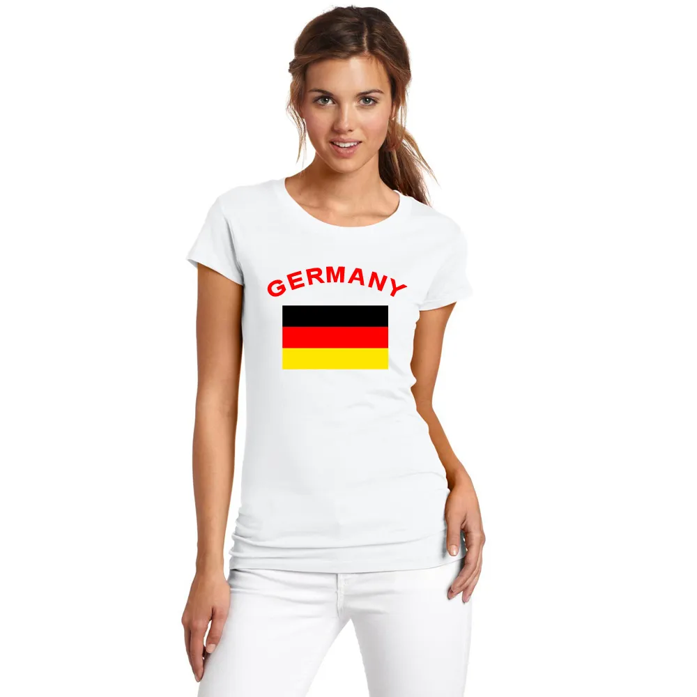 Allemagne Fans Cheer Drapeau T-Shirts Été 2016 Football Européen Sports Fitness Gym Allemagne Nationa Drapeau T-shirts Pour Femmes