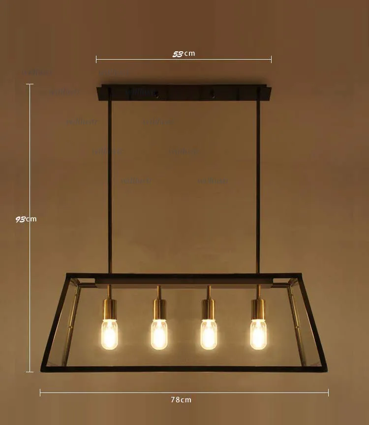 Modern Design RH Filament Chandelier Edison Bulb Glass Box Living Room