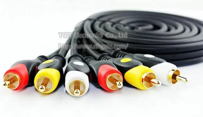 Cables, 3M Golden Plated THREE RCA Male to THREE-RCA-Male Plug Audio Video TV-AV Set-Top-Box Connector Cable