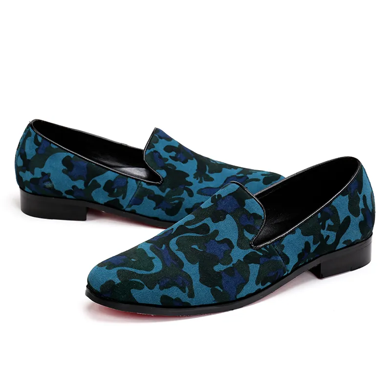 Fashion Suede Leather Men Shoes Camouflage Men Loafers Casual