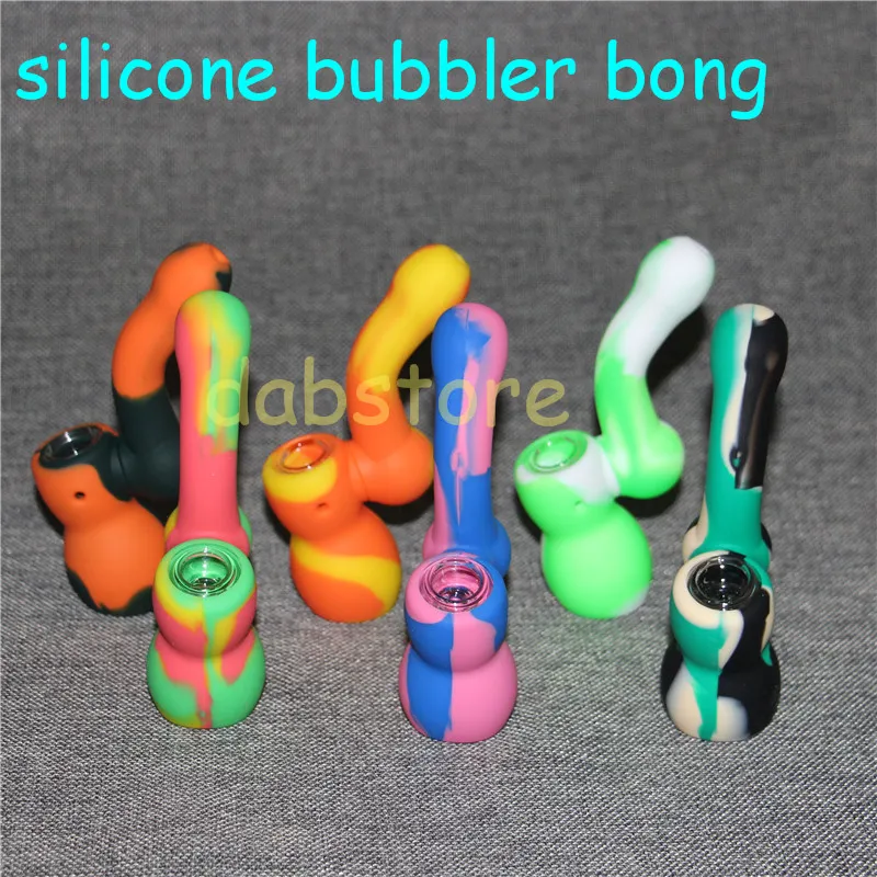 En gros Date Portable Incassable Silicone tuyau Fumer Des Conduites D'eau Lavable Pliable Coloré bécher bongs