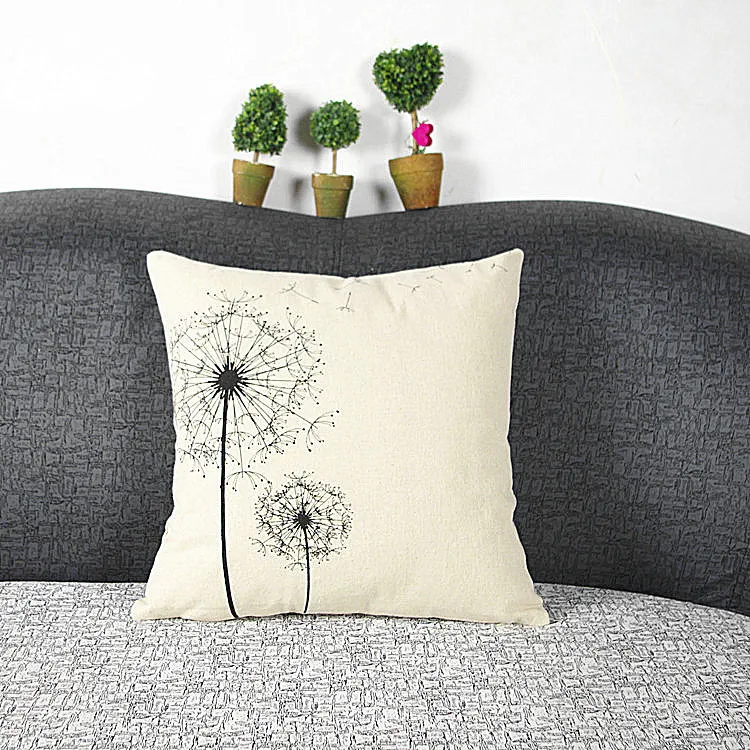 Dandelion Pillow Cover Simple Small Fresh Dandelion Cotton Linen Throw Pillow Cover Cushion Cover Pillowcase New Arrival 