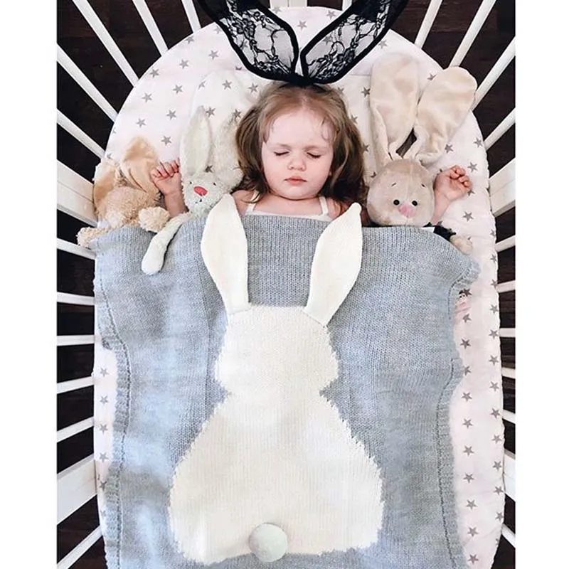 2018 Neues Säuglingsbaby Strickwolle Kaninchen Hasendecke gehäkelte Sofa Beach Quilt Teppich 6 Colour249p