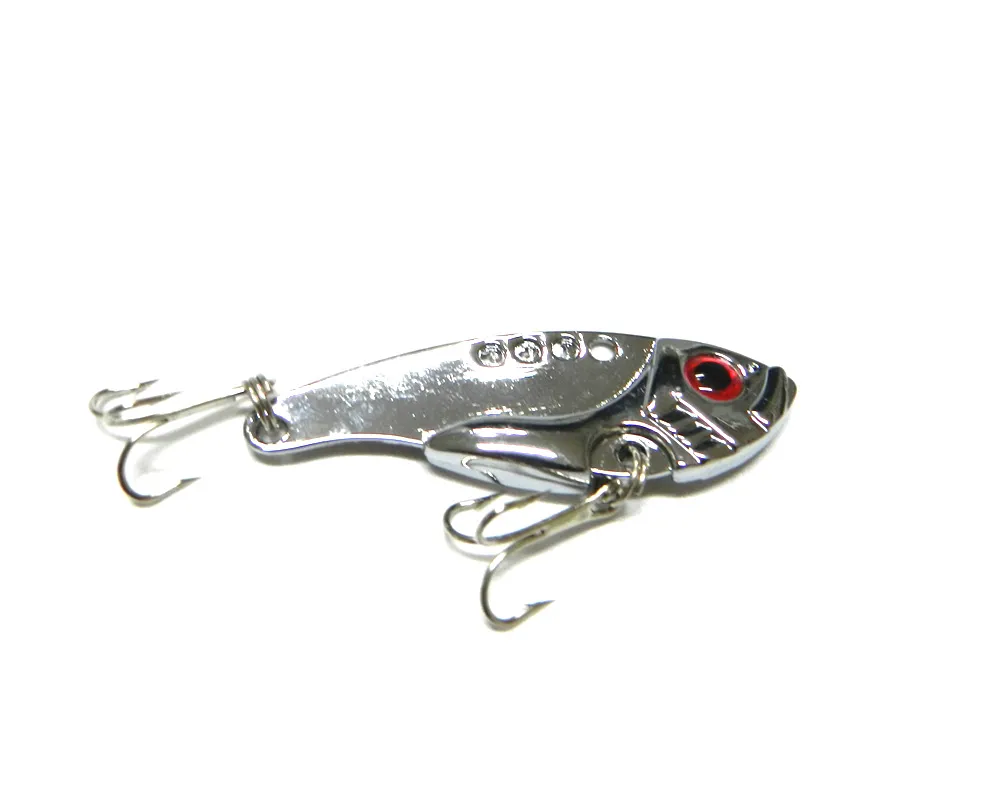 Hengjia 80sts nya 5,5 cm 11g 8 # krokar VIB009 Design VIB Fiske Lures Fiskehantering Vibrator Lure Bait Spoon Metal Lures