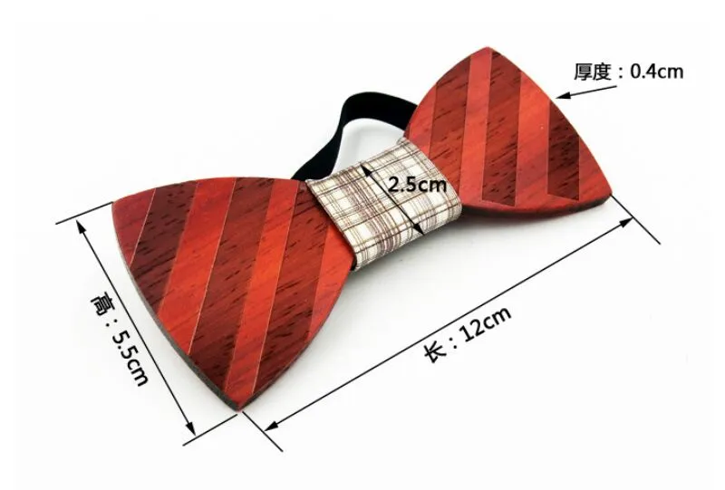 Handmade Wood Bow Ties Vintage Traditional Bowknot 6 styles For Gentleman Elegant Wooden Bowtie Men Fashion Accessory