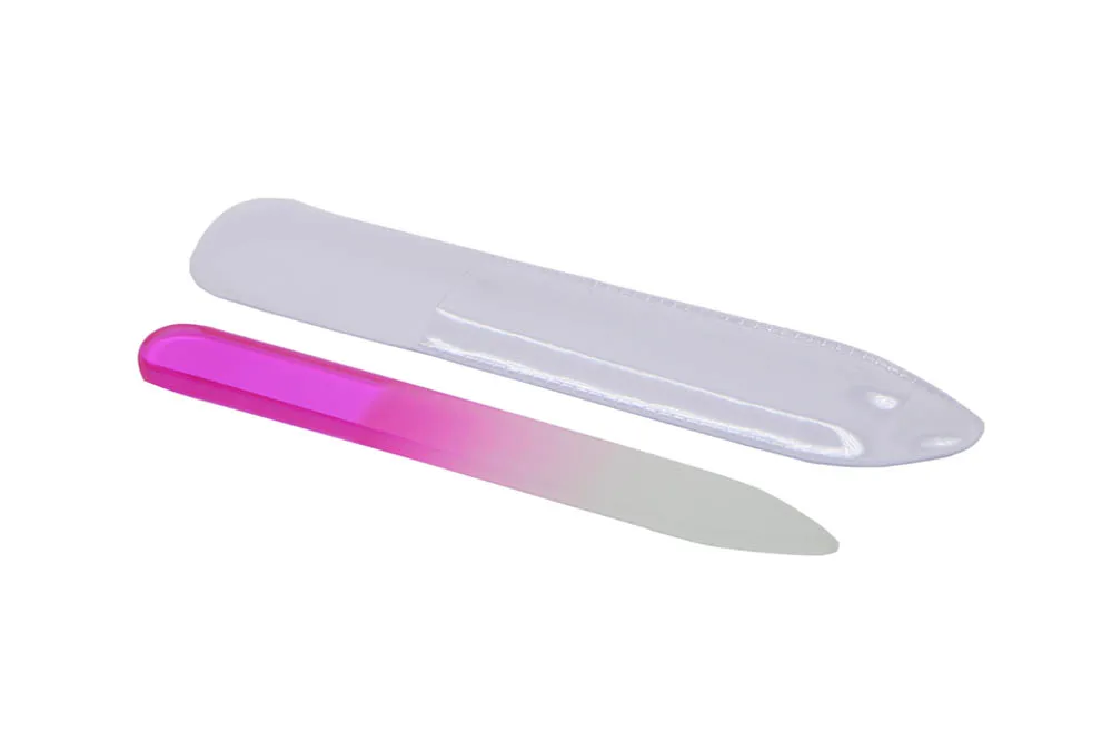 50X 3.5" /9CM Glass Nail Files with plastic sleeve Durable Crystal File Nail Buffer Nail Care Colorful #NF009