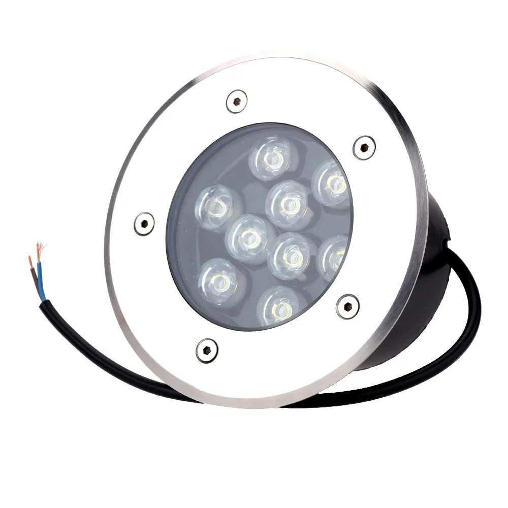 مقاومة للتآكل IP67 للماء 9W AC85-265V LED في الهواء الطلق الأرضي مسار حديقة الطابق تحت الأرض مدفون يارد مصباح ضوء المناظر الطبيعية