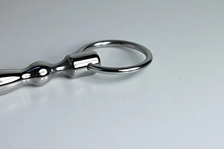 180 mm lång manlig rostfritt stål urinrörslingande sträckning stimulerar pärldilator penisplugg med kuk ring bdsm sex leksak