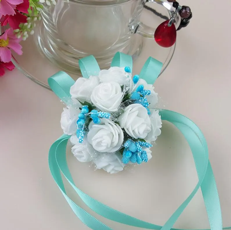 7cm Creative artificial Wrist Flower Bridesmaid Sisters hand flowers Artificial Bride Flowers Wedding Decoration Flower