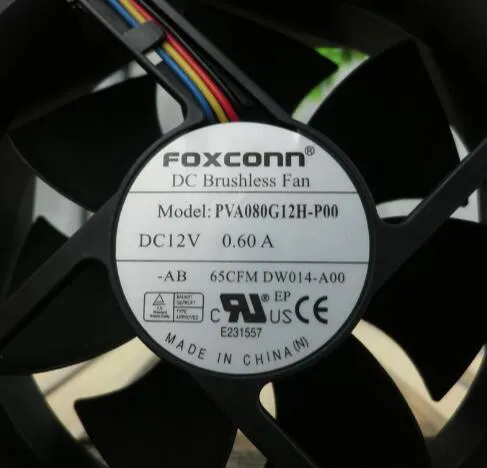 FOXCONN PVA080G12H-P00 DC12V 0.60A 80 * 80 * 25 5 pin 4 tel şasi soğutma fanı