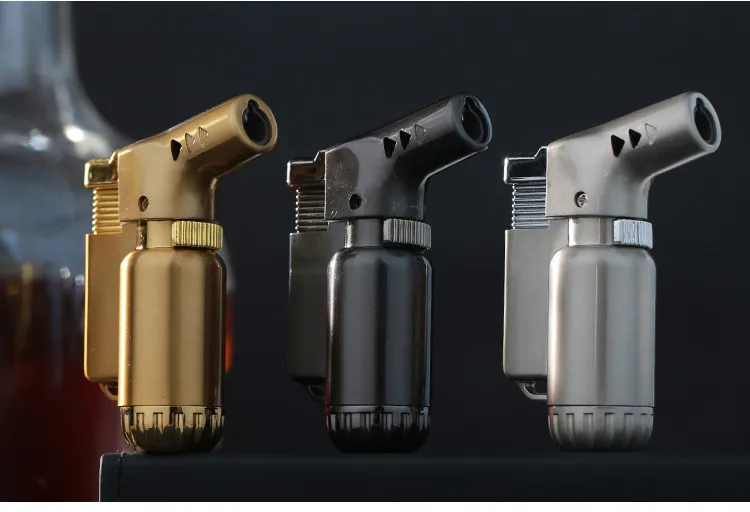 Nuevo llega portátil metal butano antorcha pistola encendedor Jet llama a prueba de viento recarga cigarro encendedor herramienta de cocina pistola pulverizadora Jet llama encendedor