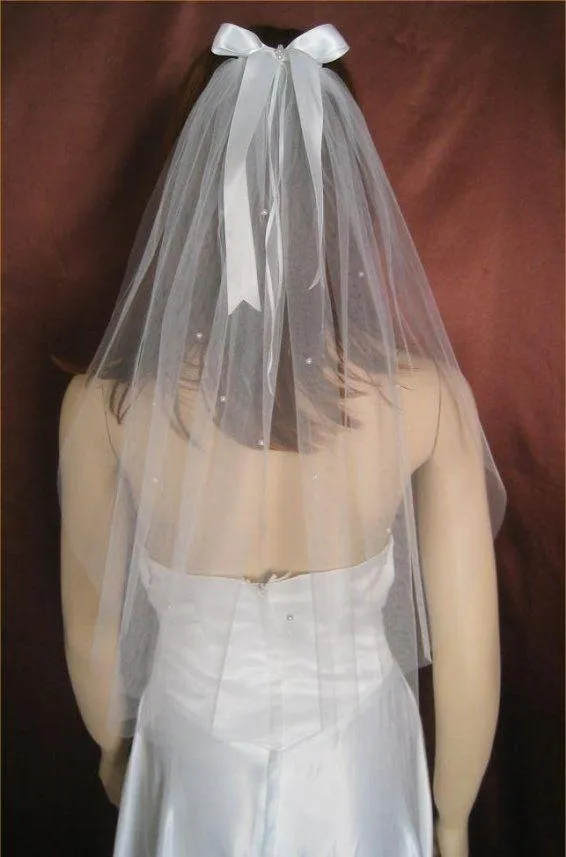New High Quality Beautiful Cut Edge 1T Pearl With Comb Lvory White Elbow Wedding Veil Bridal Veils