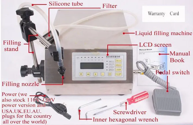 Manual Electric Digital control pump liquid filling and sealing machine 3-3000ml oil wine milk juice