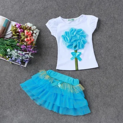 Ensembles de vêtements d'été pour enfants bébé fille Top + jupes fille fleur vêtements ensemble fille costume enfants mignon bambin filles tenues outwear tz-29