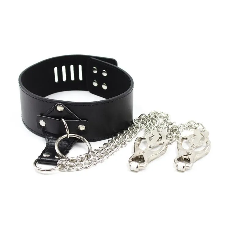 Bondage BDSM, Juguetes sexuales, Collar de esclavo sexual con pinzas para pezones, fetiche, Bondage, anillo para el cuello, pinzas para los senos, juguete estimulador Sexy, producto de juego para adultos