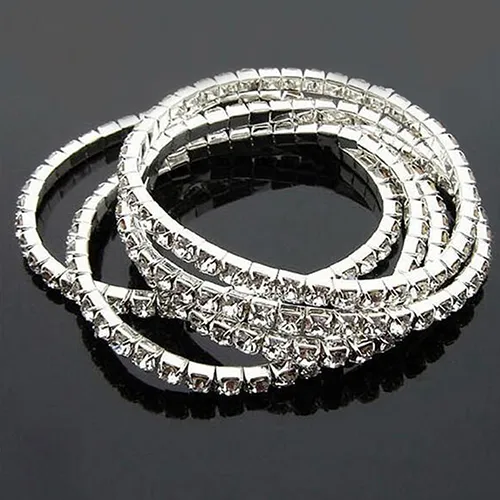 Partihandel-Hot Sale Women's Silver Plated Crystal Rhinestone Bangle Party Smycken Gift Manschett Armband 6Y4S 7G56 9JCV