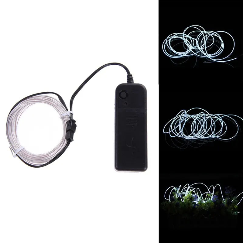 AA Batteries Operated LED Neon Light Glow EL Wire Car String Lights Car Strip Light Tube Car Dance Party