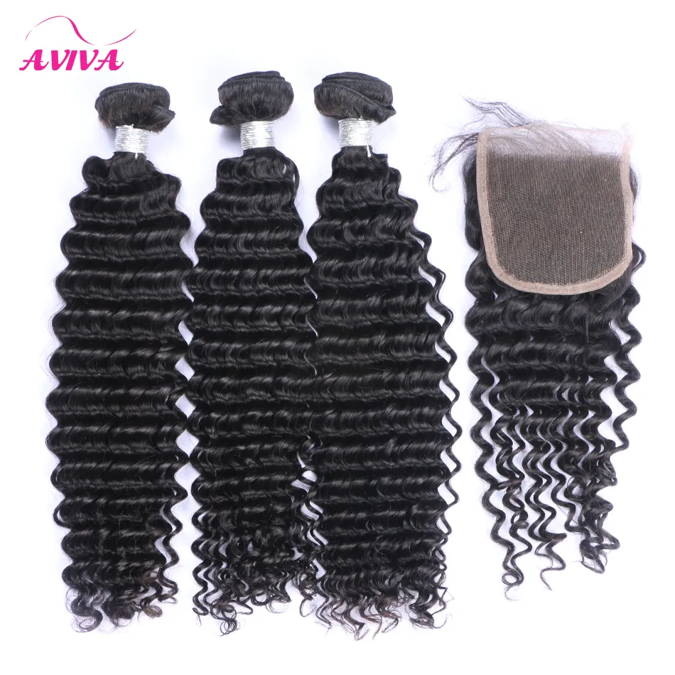 Cambodian human Hair Weaves and Closures straight deep loose Body natural Wave Bundles Hair With Lace Closure Human Hair Extensions