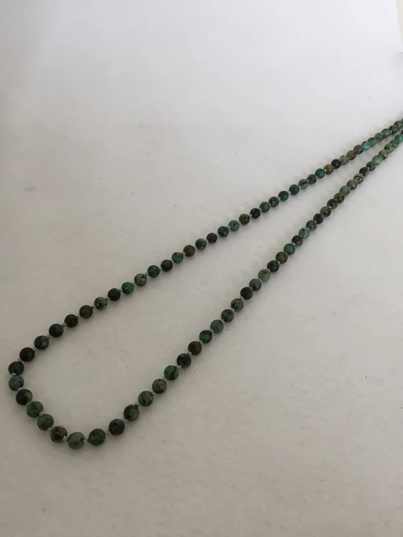 ST0296 Fancy Boho Necklaces For Women 8mm African Turquoise Knotted Necklace in 38 inches Personalized Stone Jewelry