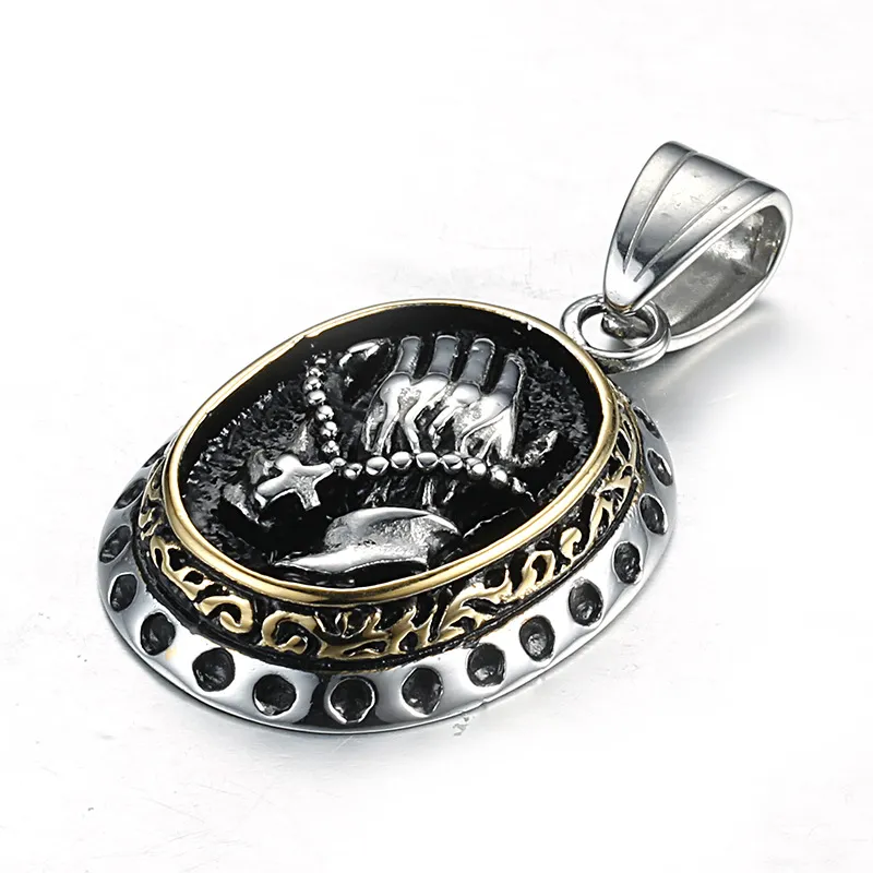 Pendentif noir artisanat pour hommes galvanoplastie or 18 carats Jésus-Christ chrétien croix pendentif colliers restaurer des voies anciennes pendentif de Noël