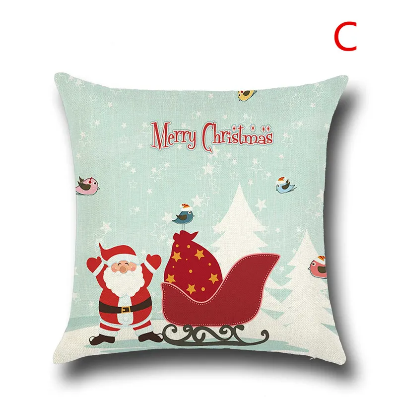 Merry Christmas Style Cushion Cover Santa Claus Christmas Tree Snowman Home Decorative Pillows Cover