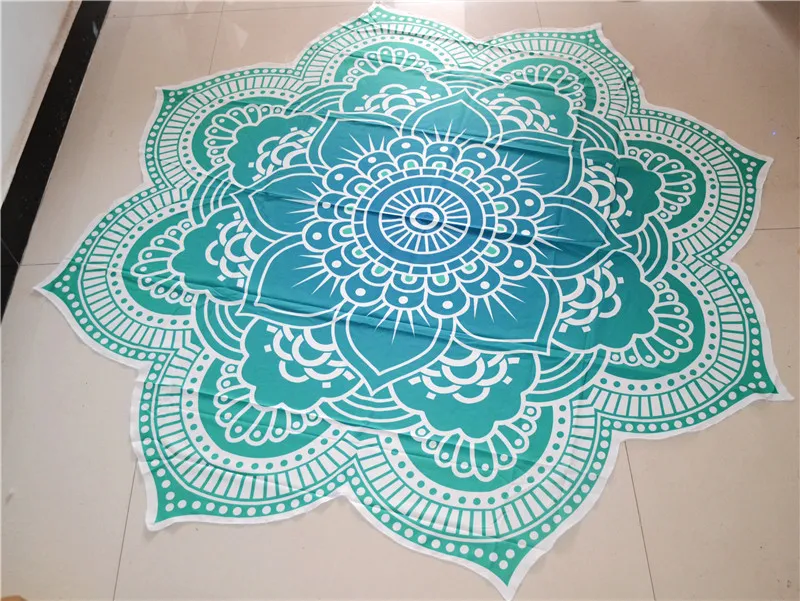 Beach Blanket indiano Lotus rotonda Tapestry Yoga Mat Dorm Hippy Boho Beach Pad i di trasporto
