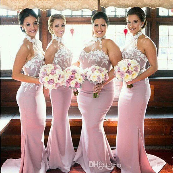 Real Image Bellanaija African Purple Long Bridesmaid Dresses 2016 Aso Ebi Appliqued Halter Formal Mermaid Evening Dresses Party Prom Gowns