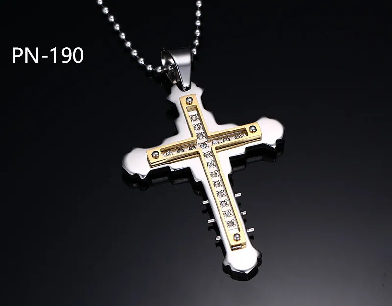 8 Disegni Moda Uomo gioielli croce cristiana pendente in acciaio inossidabile 316L metallo grande croce Alta qualità8