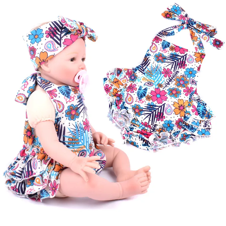 Macacão Floral Baby Sling Crianças algodão sem encosto Flores Macacões infante INS Escalada Roupas sem bandana C1458