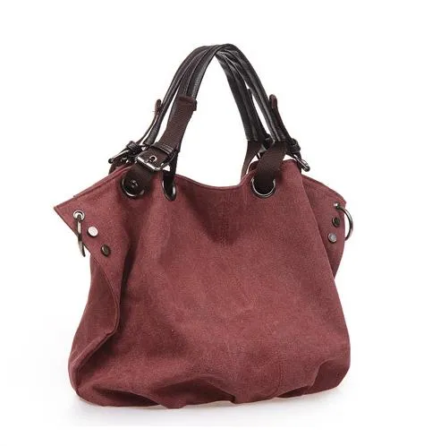 Fashion Handbags Canvas Brief Vintage Canvas Bag Totes Girl Women Plain Fashion Shoulder Bag Large Capacity Shopping Travel Bag