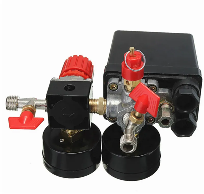 New Arrival Air Compressor Pressure Valve Switch Manifold Relief Regulator Gauges 180PSI 240V 45x75x80mm Promotion 7294246