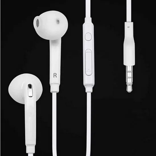 High Quality S6 Earphone Handsfree with Mic Remote Volume For Samsung S3 S4 S5 S6 Edge Plus S7 Note 2 3 4 5 Mobile Phone White Headphones