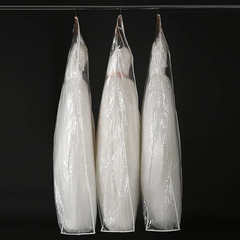 Thick Transparent PVC Dust Bag For Wedding Dress Prom Evening Gown Bags 18070 CM Waterproof Garment Cover Travel Storage Dust Cov7770457